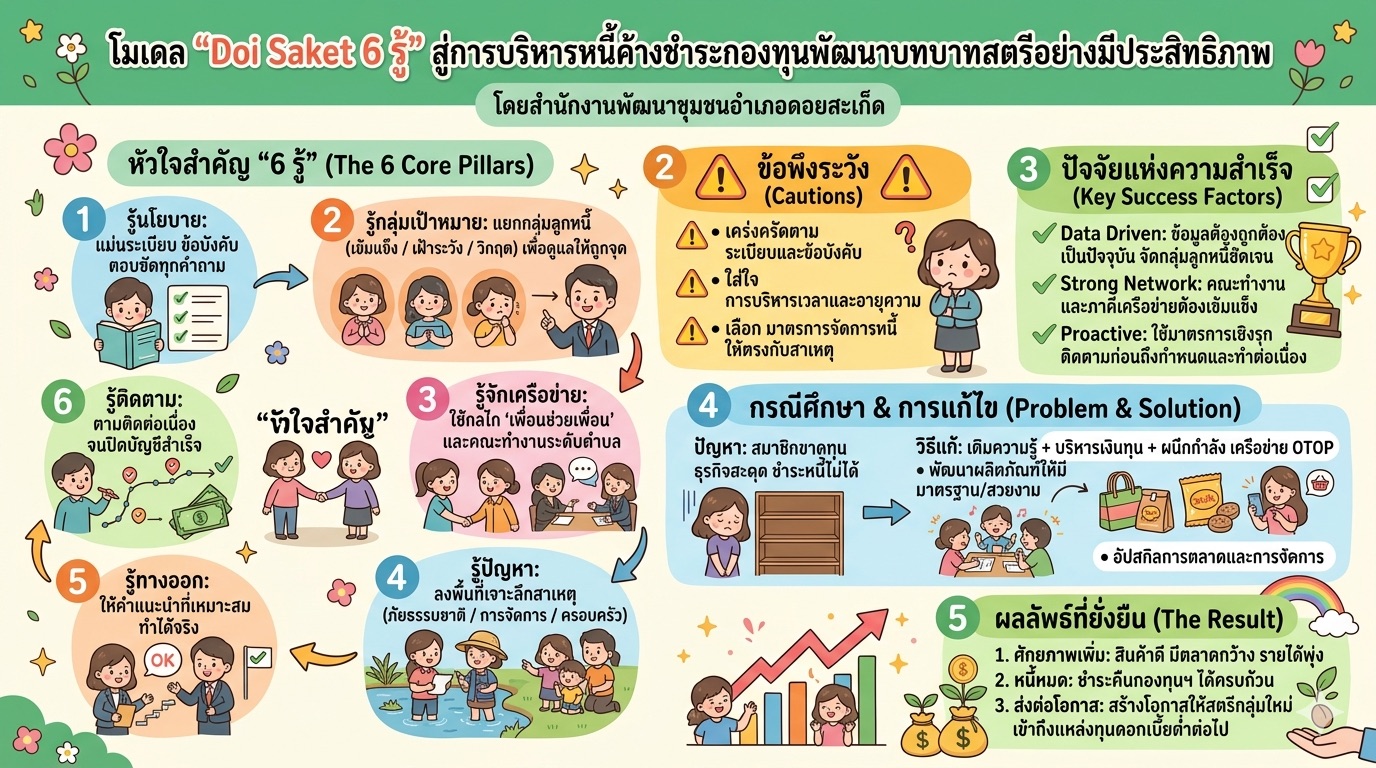 ชุดความรู้ระดับหน่วยงาน : การบริหารจัดการหนี้ค้างชำระกองทุนพัฒนาบทบาทสตรีอย่างมีประสิทธิภาพ